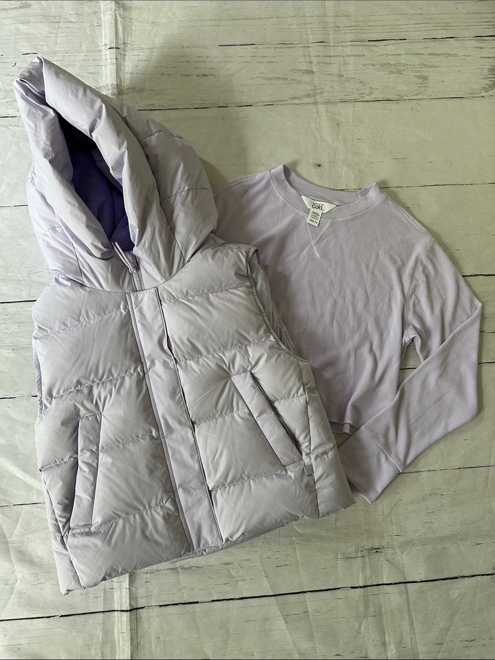 Athleta Girl lightweight cropped thermal 8-10 Lilac Hooded Puffer Vest 12